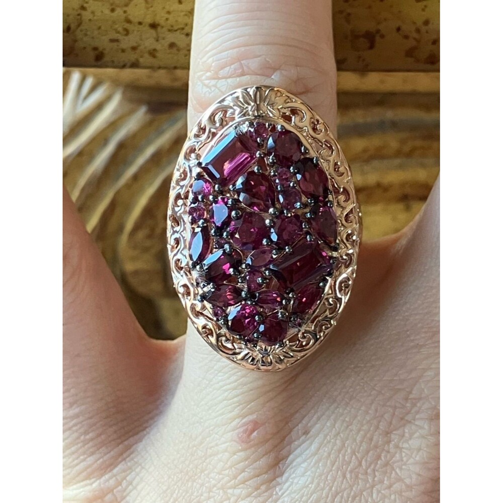 Natural Rhodolite Garnet Sterling Silver Ring Size 5